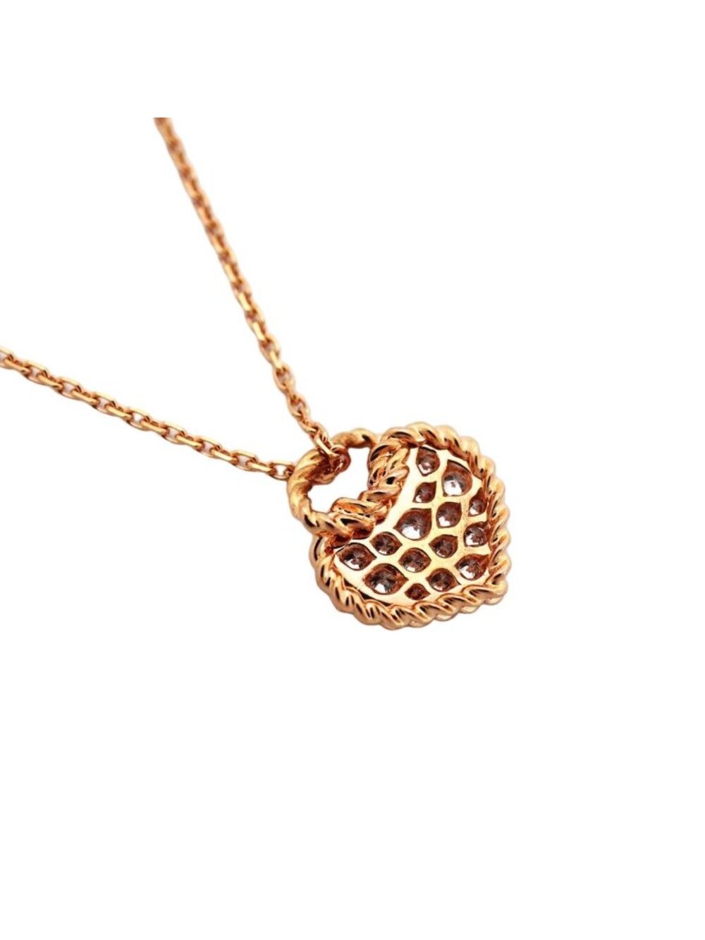 Cartier Necklace Torta Heart Pave 18k Pink Gold Diamond - Picture 2 of 6